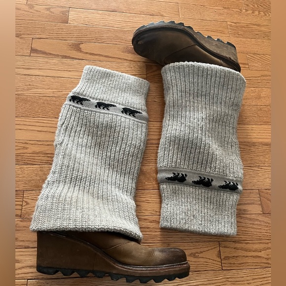 [US11] Sorel Crazy Cable Wedge Cable-Knit Boots NL 1773-200 Slouch Boots WMN - Picture 3 of 8